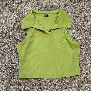 collared green tank top